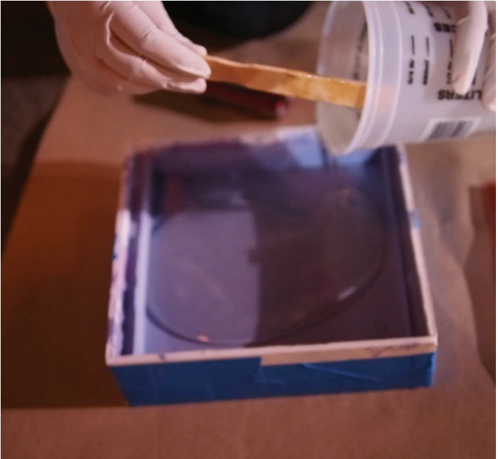 Casting an 8 × 8 inch tile