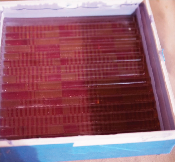 Casting an 8 × 8 inch tile