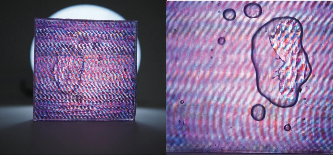 Illuminated material sample and optical detail