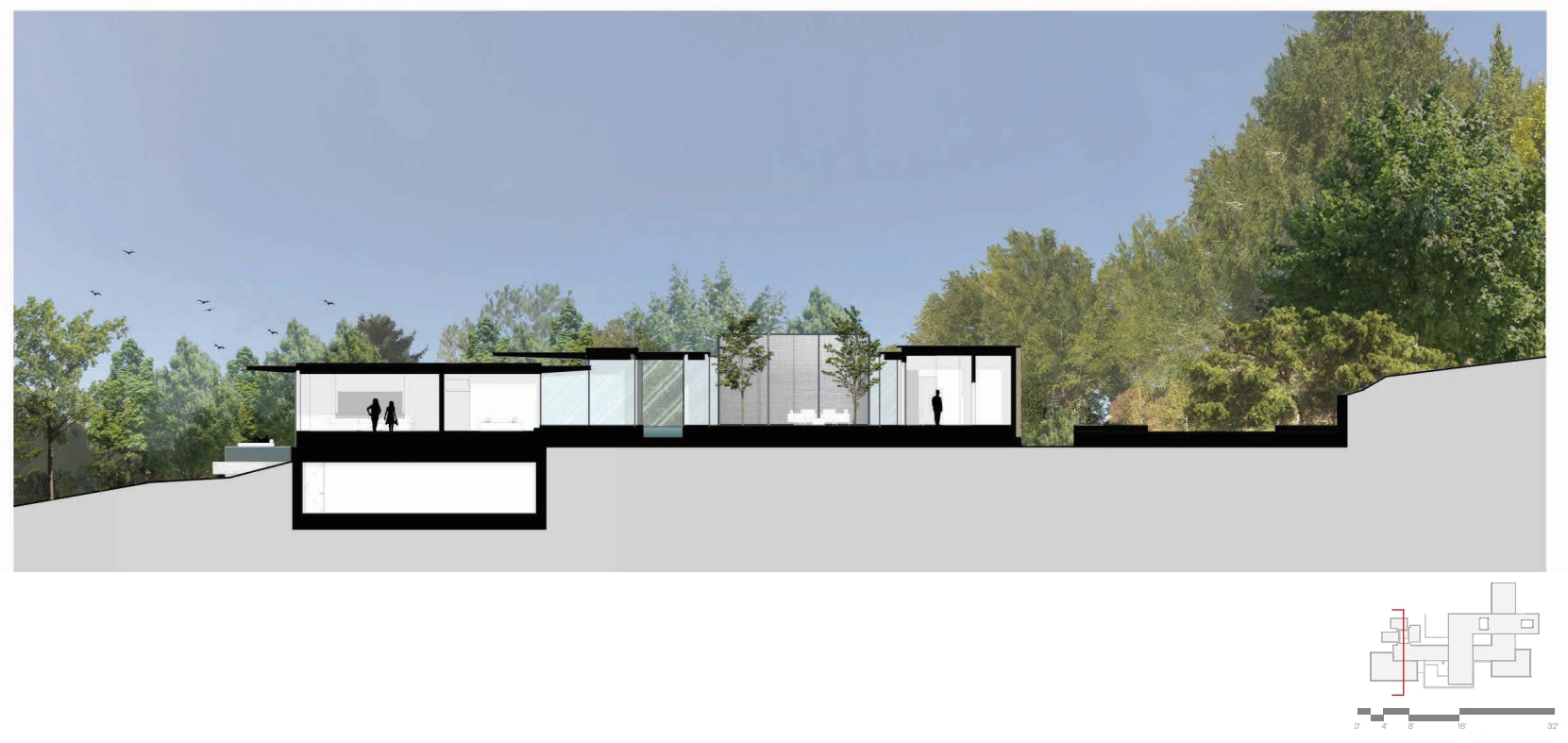 Section through the residence