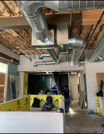 Ceiling services in progress