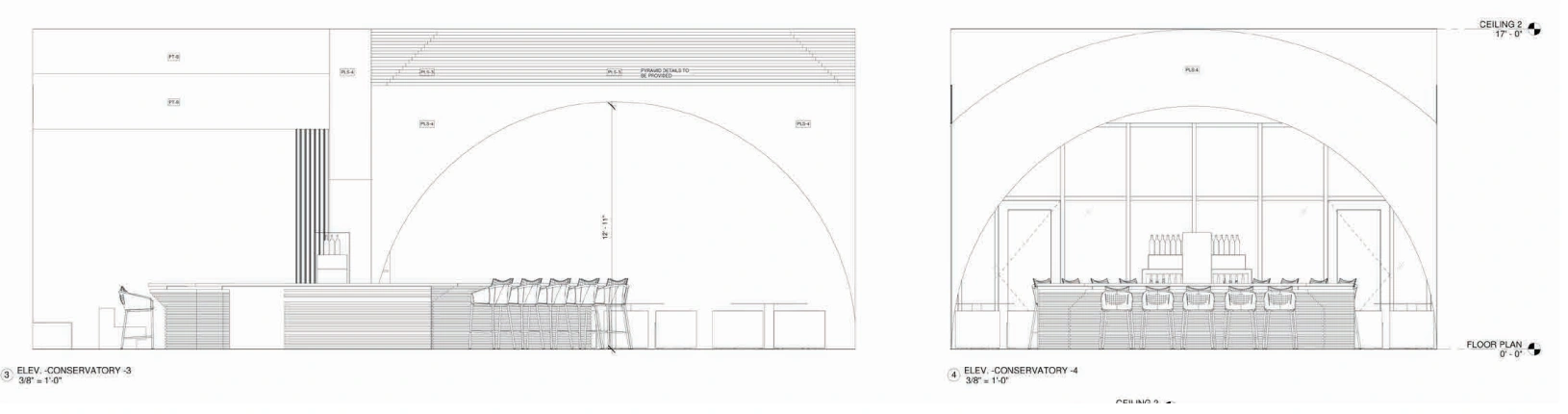 Bar and conservatory elevations