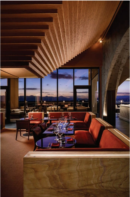 Dining banquette and ceiling detail