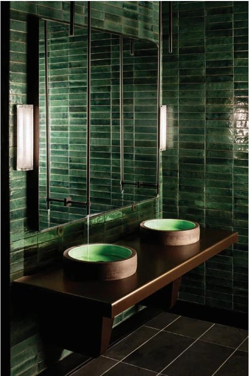 Green tiled washroom