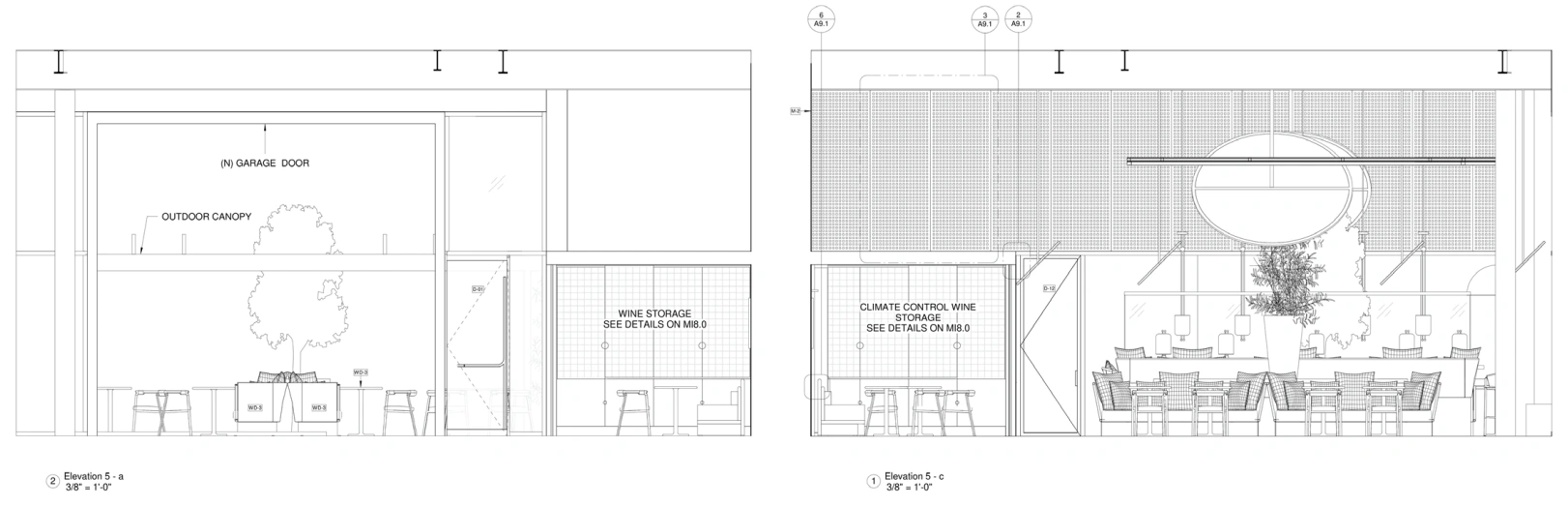 Patio and dining elevations
