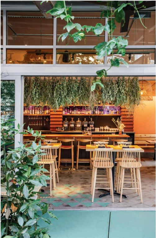 Terrace and bar connection