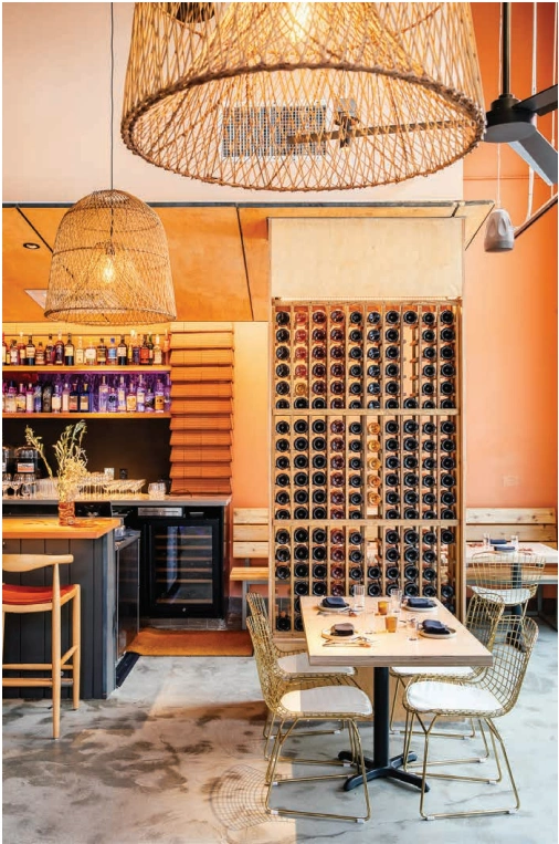 Woven lighting and dining details