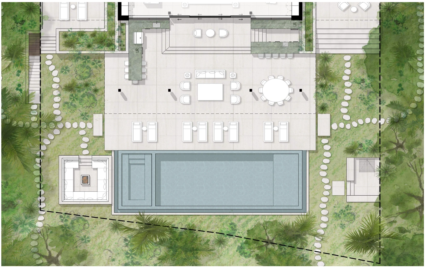 Pool and living area plan